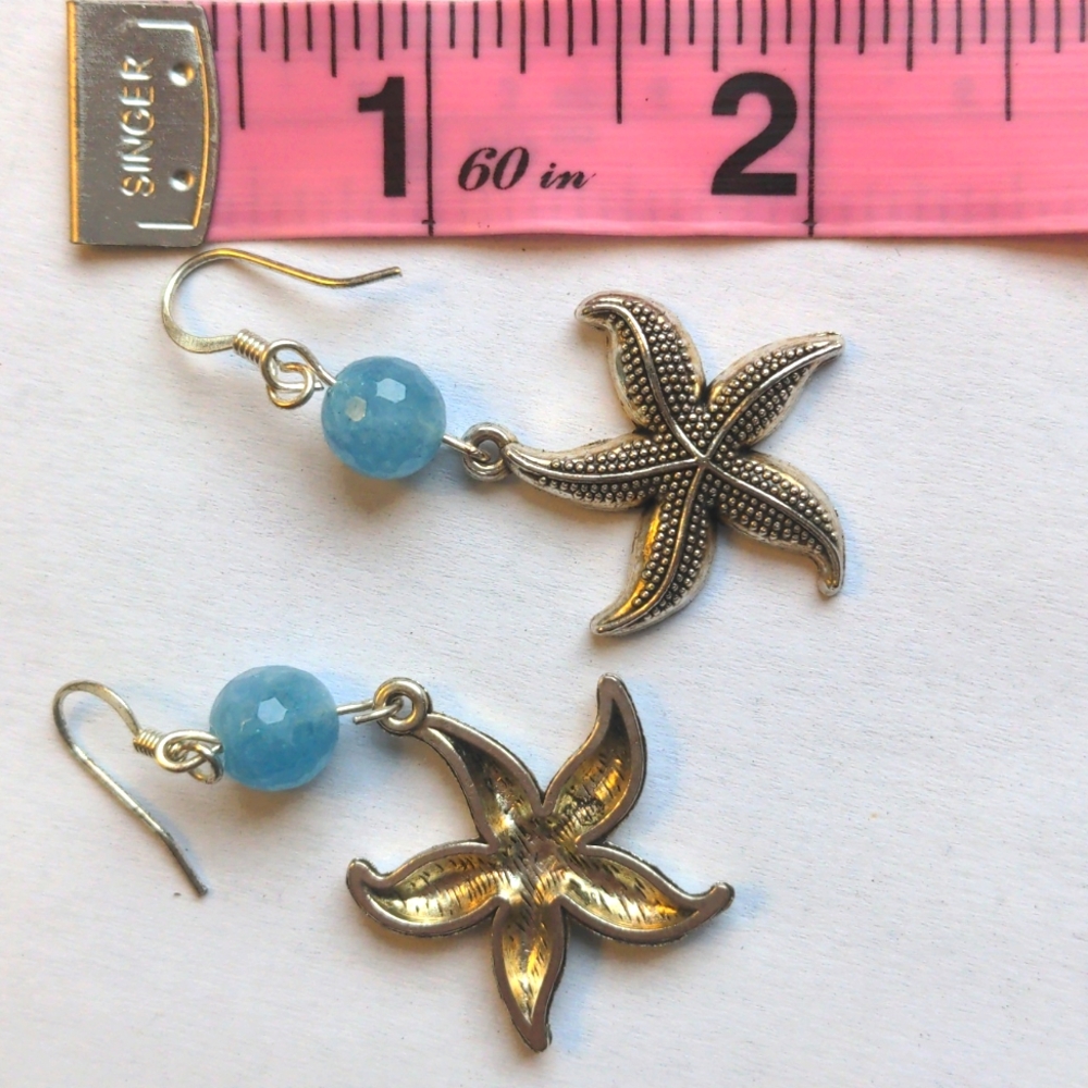 Wrap Multi gemstone Beaded Bracelet & Starfish Earrings Set, New, Fits All - Picture 8 of 8